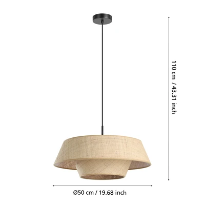 MARFORD Függ.E27 60W raffia/fe