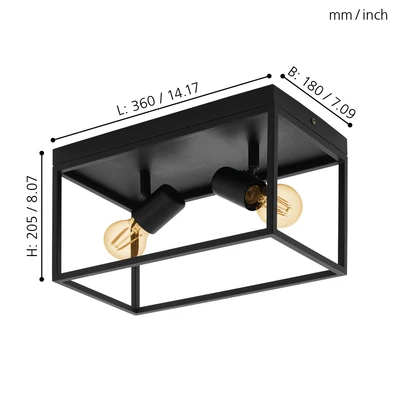SILENTINA Mennyezeti E27 2x40W fek